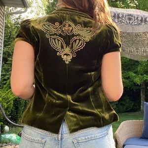 vintage velvet green vest 🧚🏼🪵🌿